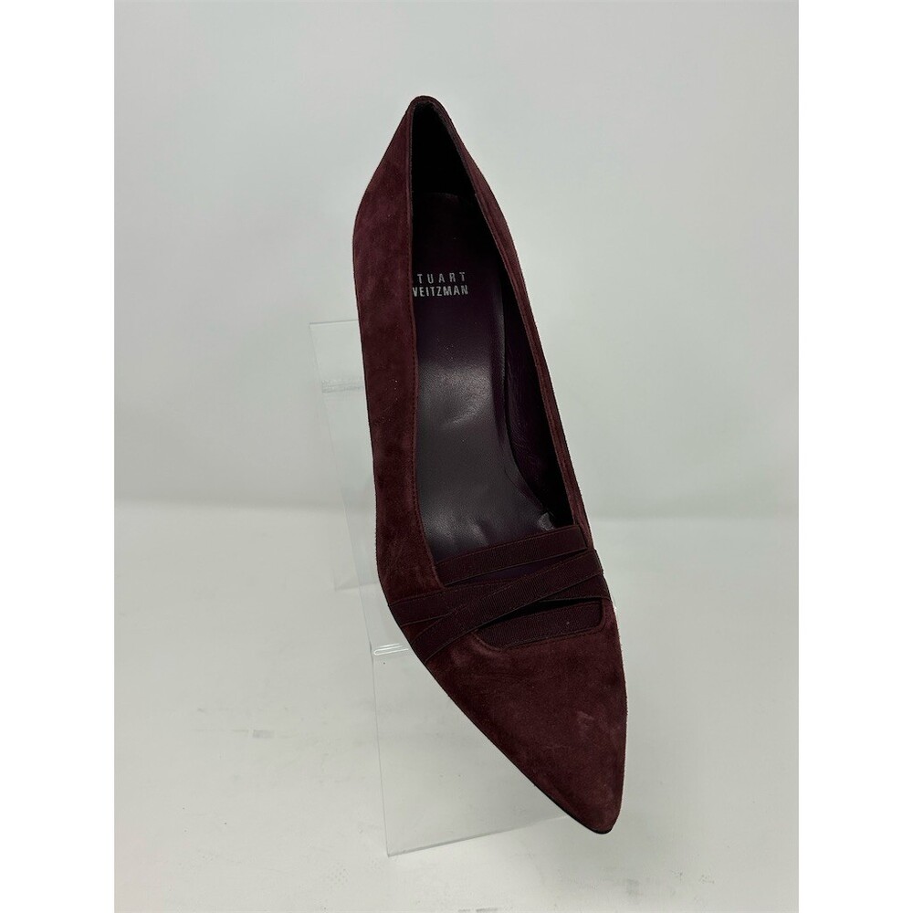 Stuart Weitzman Burgundy Pointed Toe Stiletto Pump Heels Crisscross Size 10 M - Picture 2 of 12